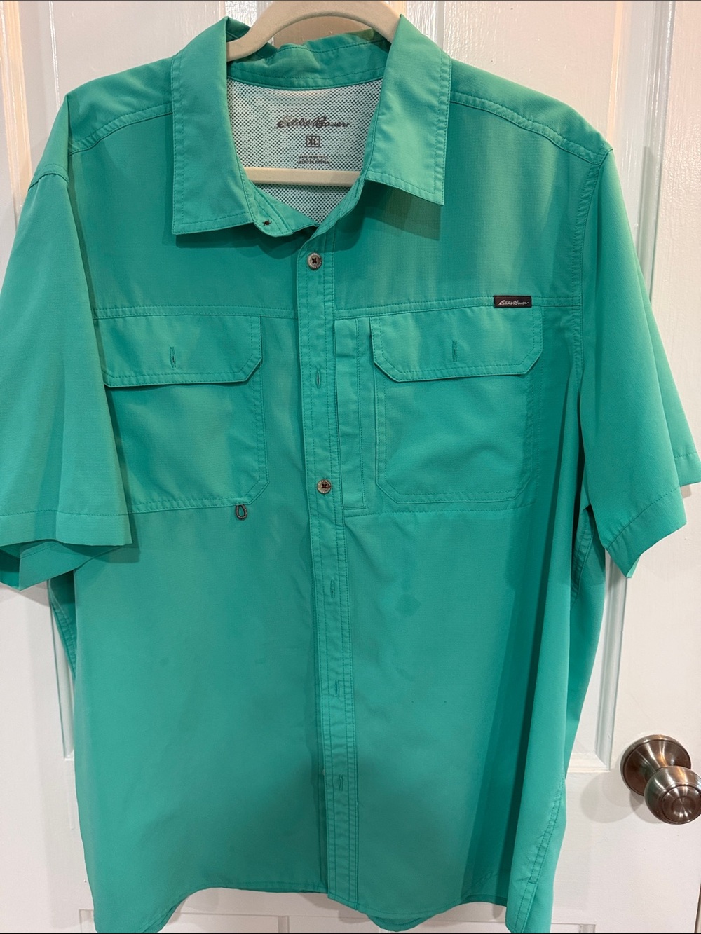 Eddie Bauer Men's Short-Sleeve Button-Down Shirt - Teal Green